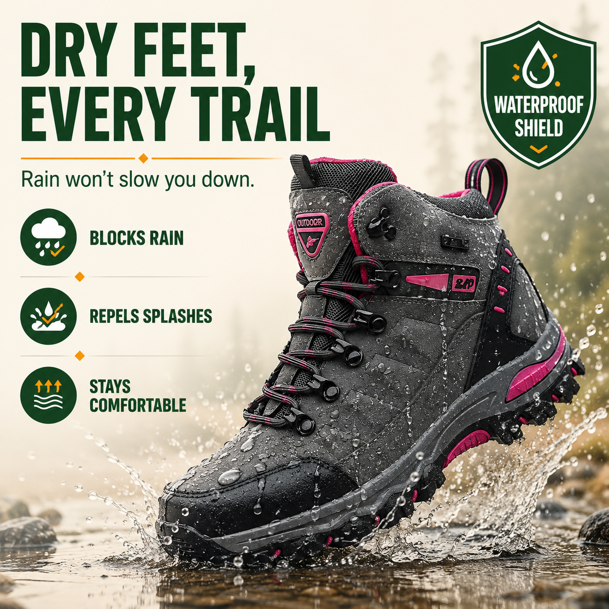TrailShield™ Women’s Waterproof Hiking Boots