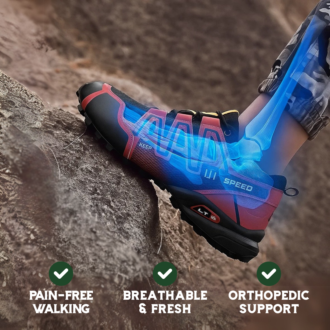 OrthoStride Obsidian - Scarpe da trekking ortopediche per passi senza dolore e sostegno naturale (Unisex)