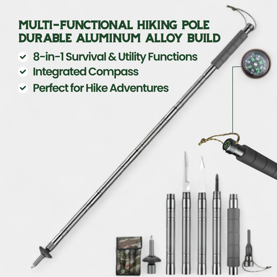 HikePro X – Multifunctional Tactical Hiking Stick for Survival & Adventure