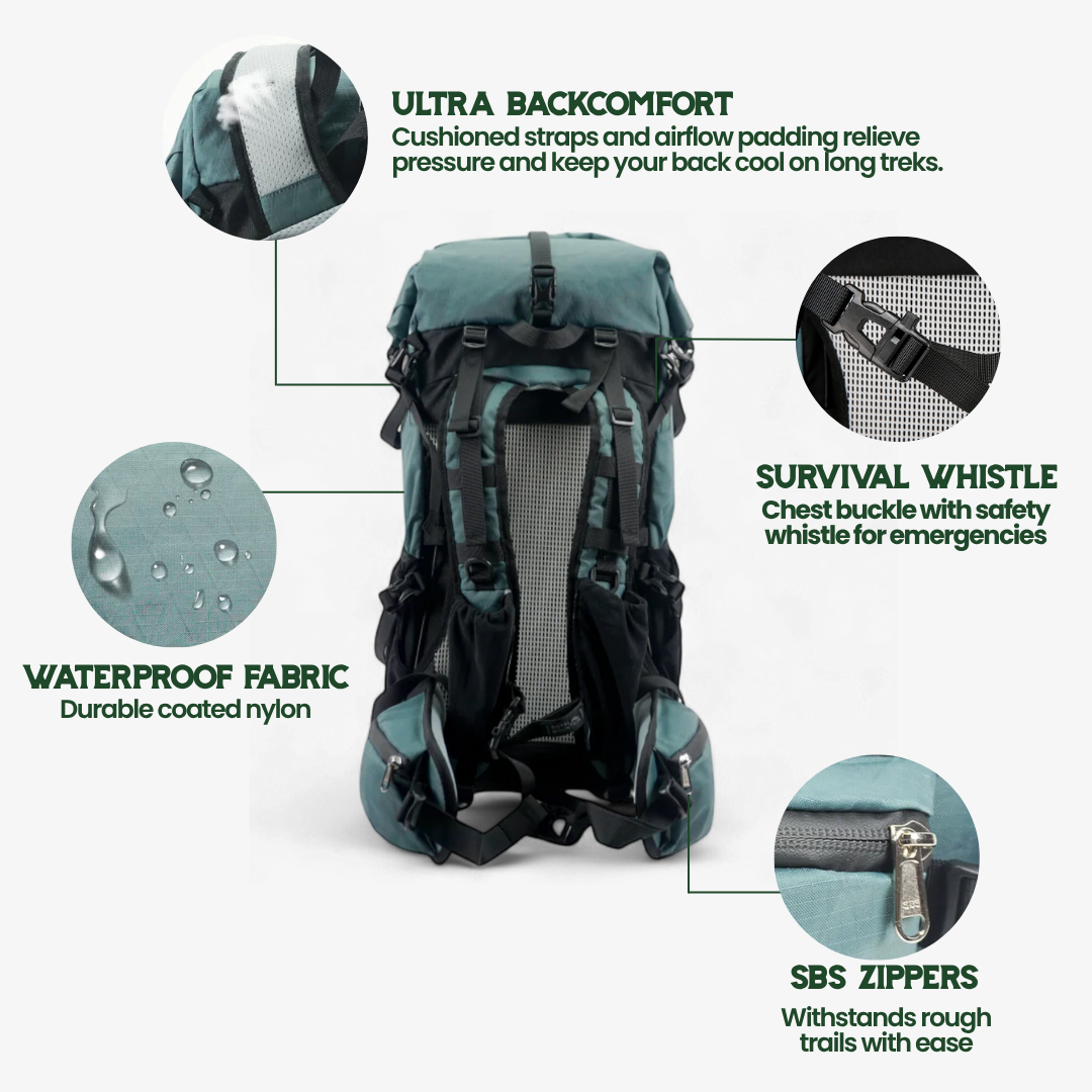 Ultrea - Zaino da trekking ultraleggero, espandibile e pronto all'avventura (50L)