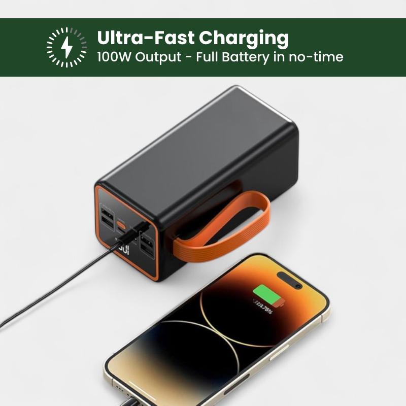 PowerBank 100 000 mAh - Chargement super rapide et lampe de poche LED