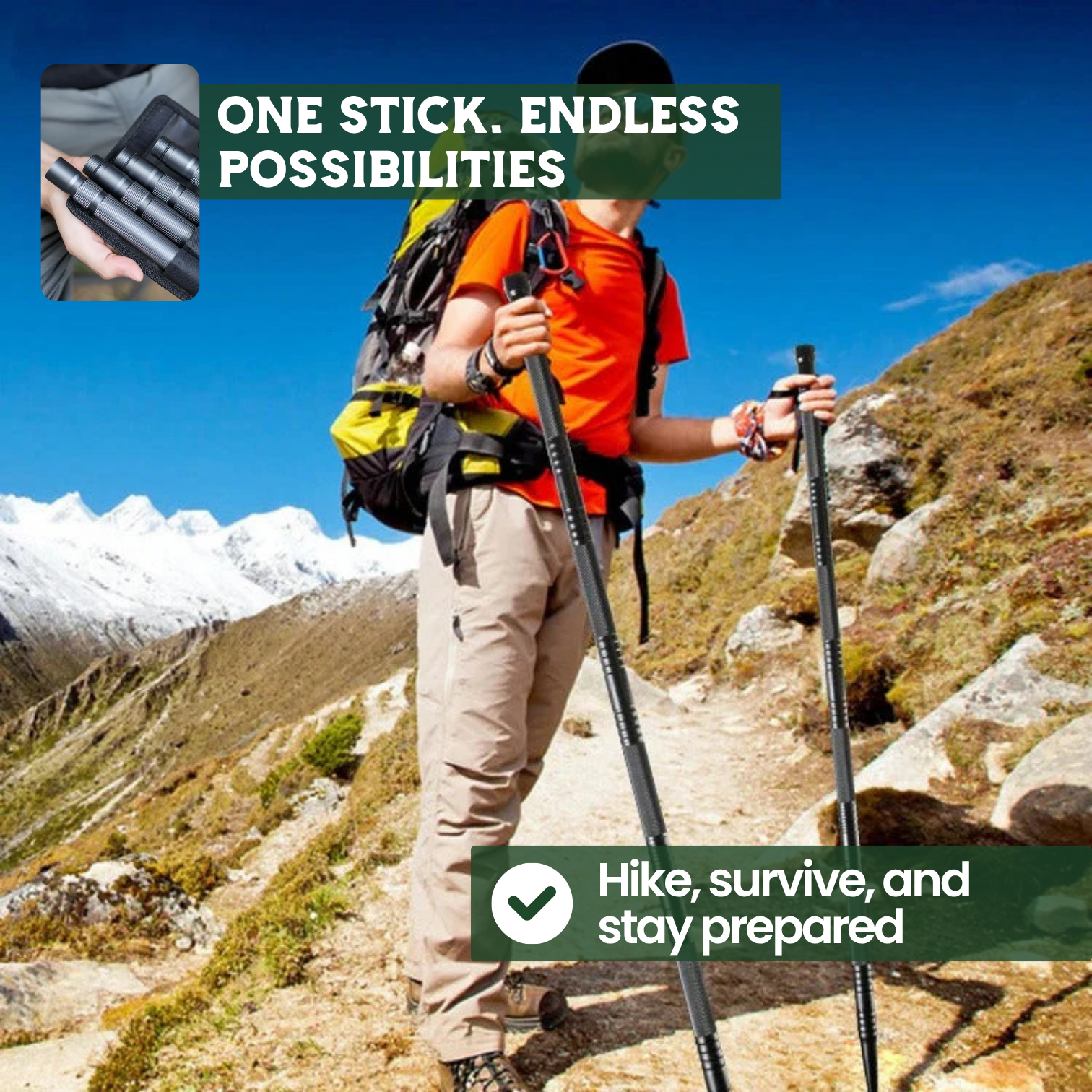 HikePro X – Multifunctional Tactical Hiking Stick for Survival & Adventure