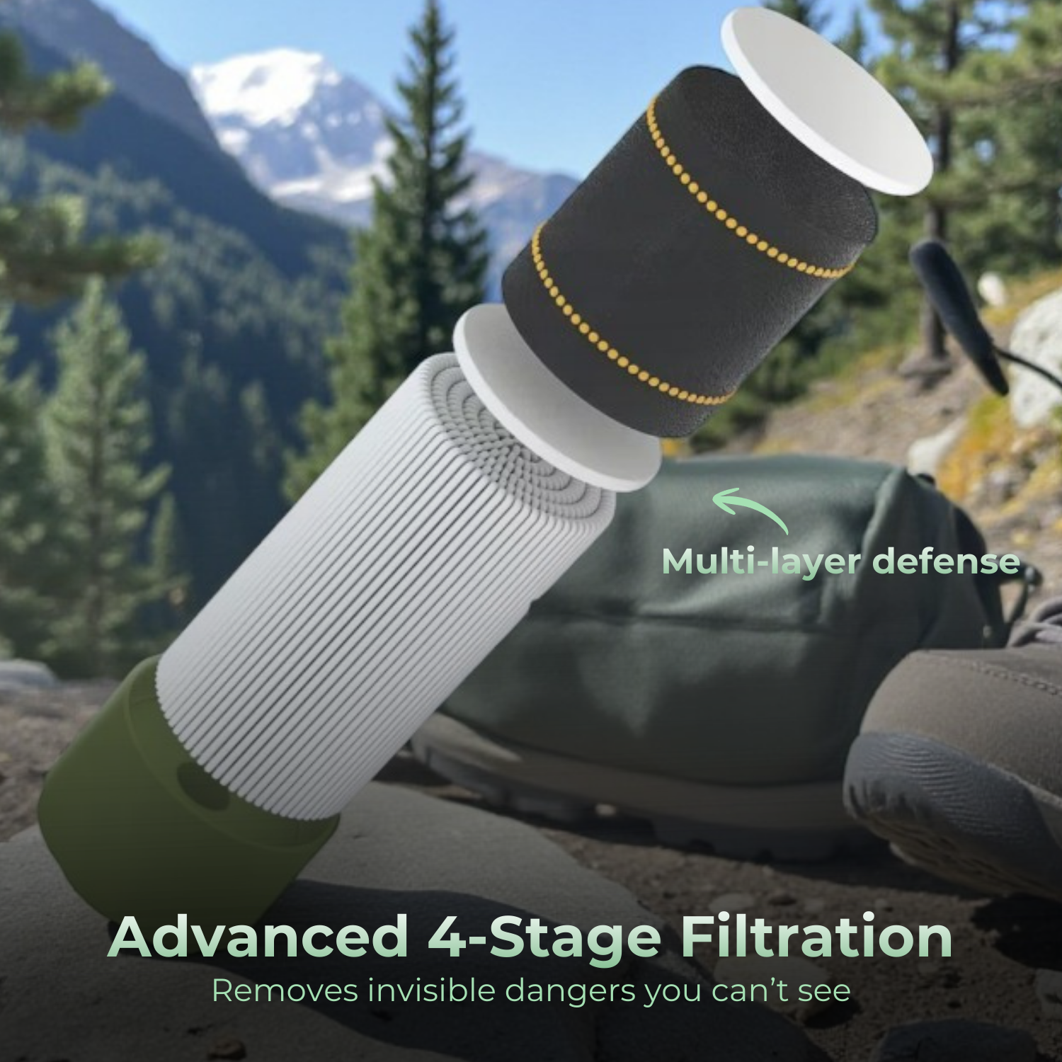 PureFlow™ 4-stufiger persönlicher Wasserfilter Strohhalm