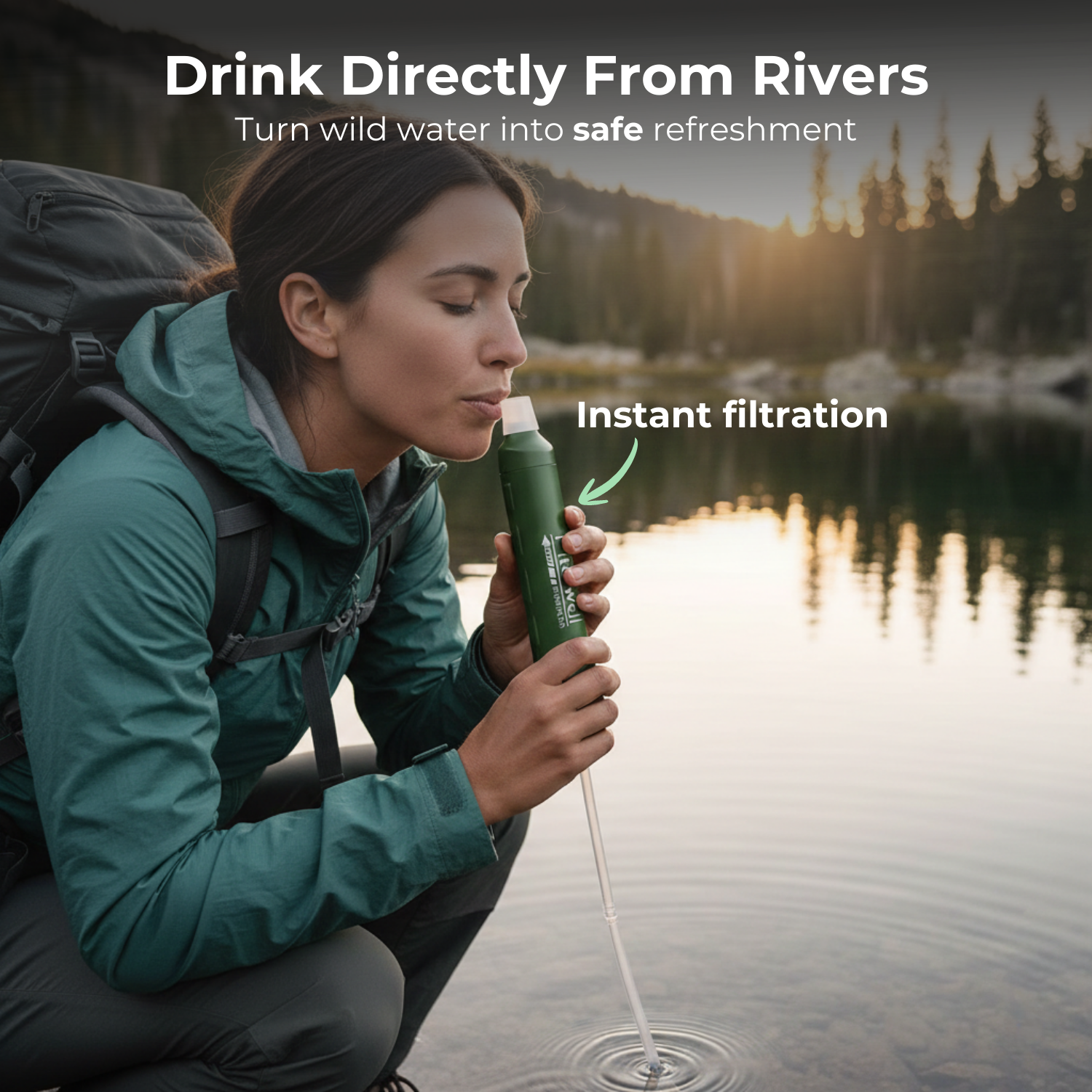 PureFlow™ 4-stufiger persönlicher Wasserfilter Strohhalm