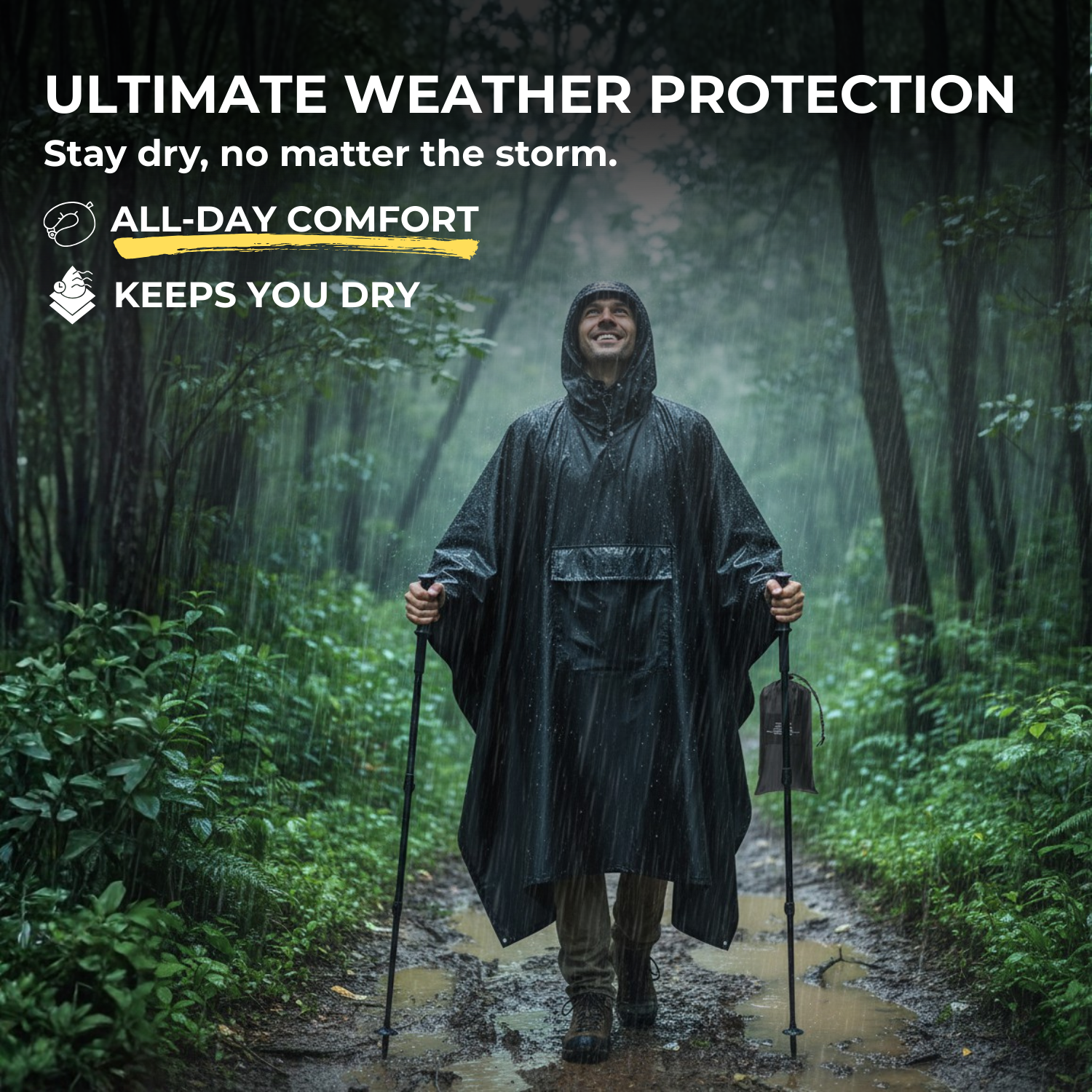 All-WeatherGuard™ 3-in-1 Jacke mit Kapuze und wasserdichtem Poncho
