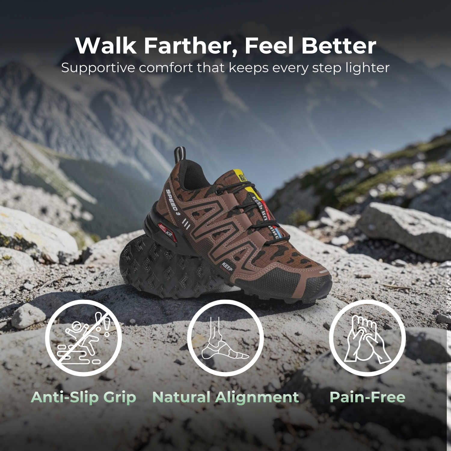 OrthoStride Terrain — Orthopedic Hiking Shoes for Pain-Free Steps & Natural Support (Unisex)