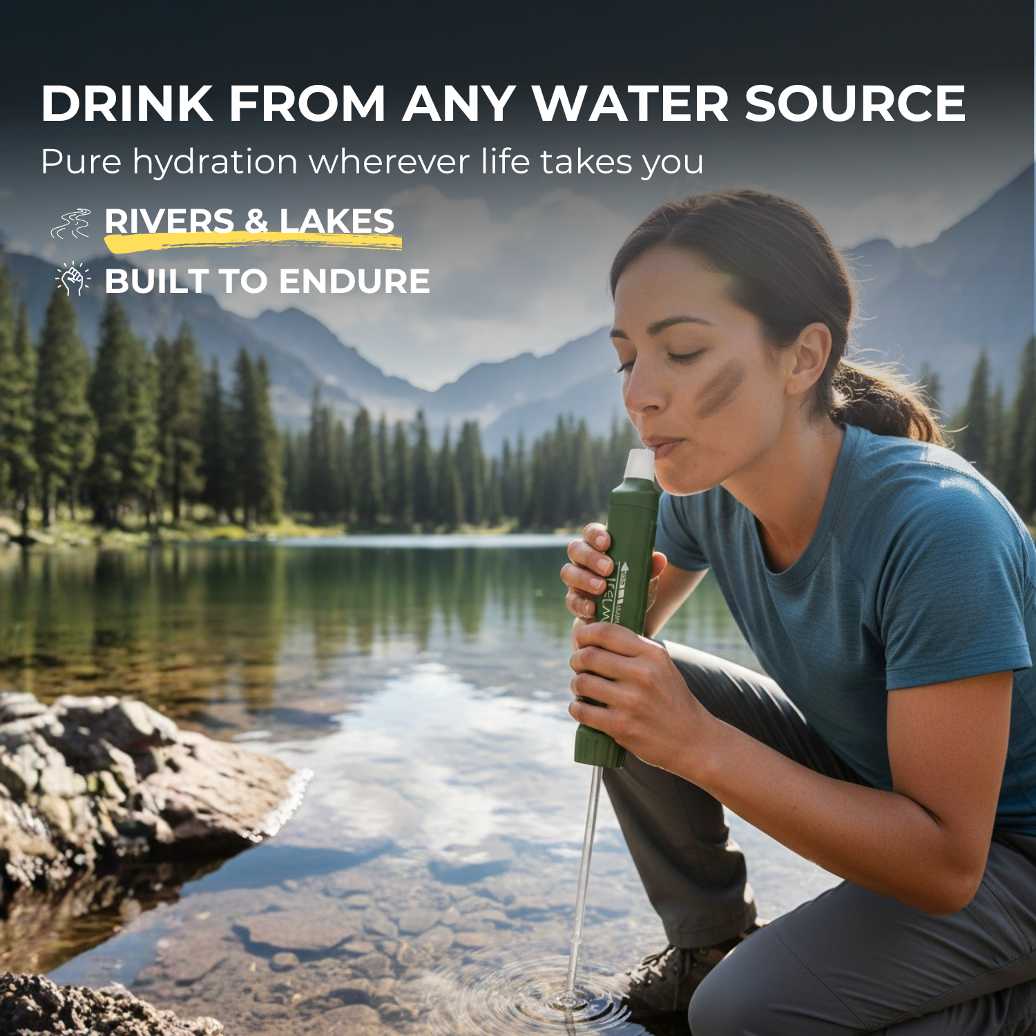 PureFlow™ 4-stufiger persönlicher Wasserfilter Strohhalm