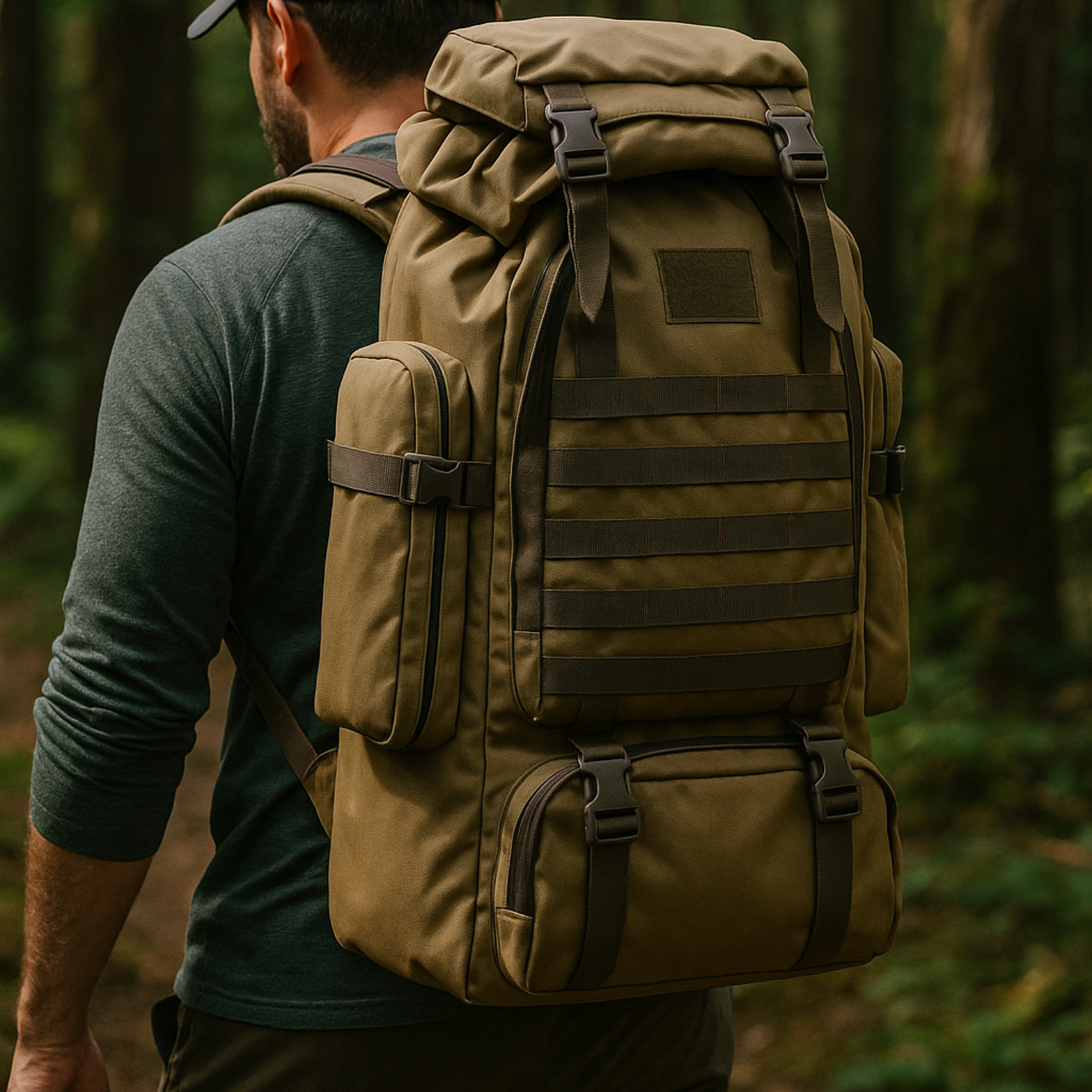 Zaino da trekking impermeabile 80L grande Khaki