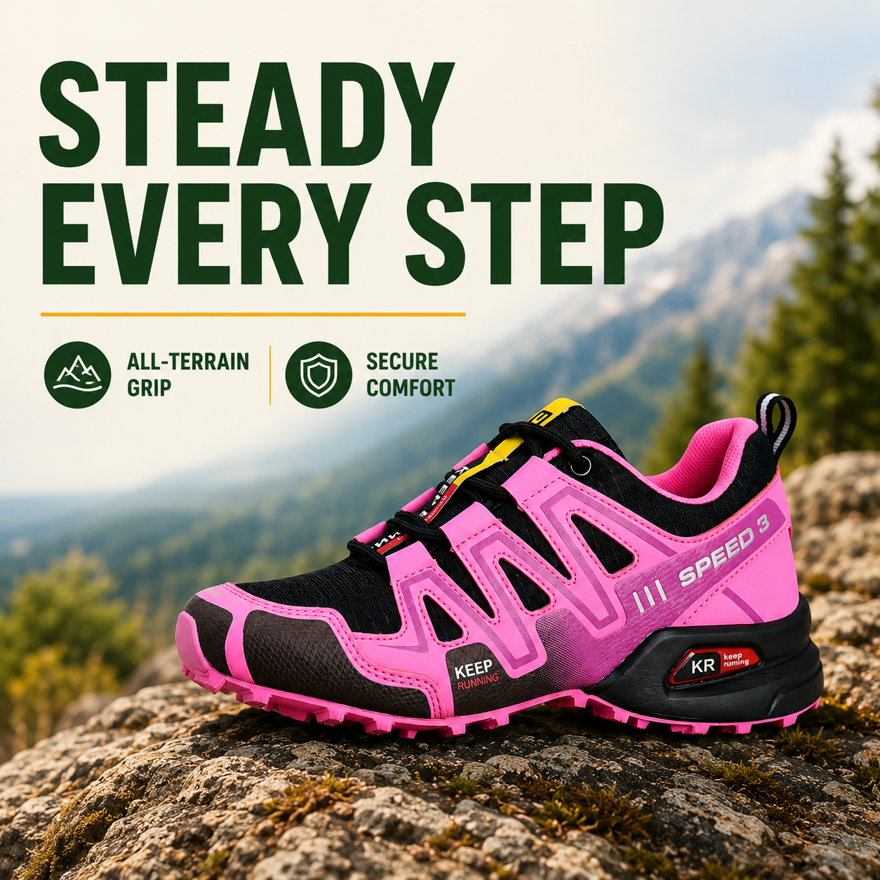 OrthoStride Obsidian — Orthopedic Hiking Shoes for Pain-Free Steps & Natural Support (Unisex)