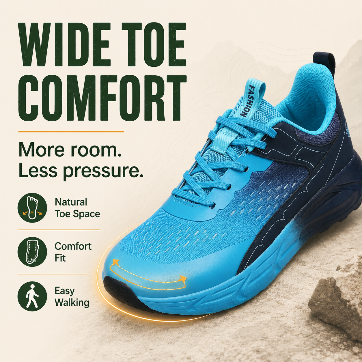 StrideEase™ Men’s Wide-Toe Orthopedic Walking Shoes