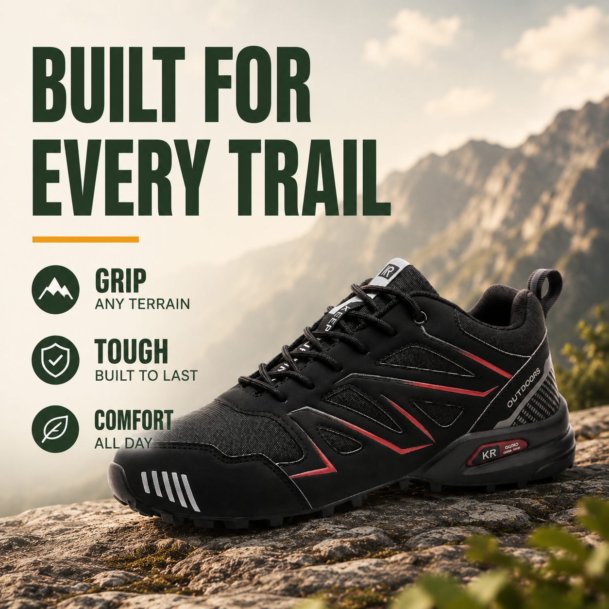 PathVenture™ Men’s Slip-Resistant Lightweight Hiking Shoes