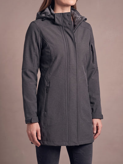 Lange Softshelljacke mit Fleecefutter · Damen