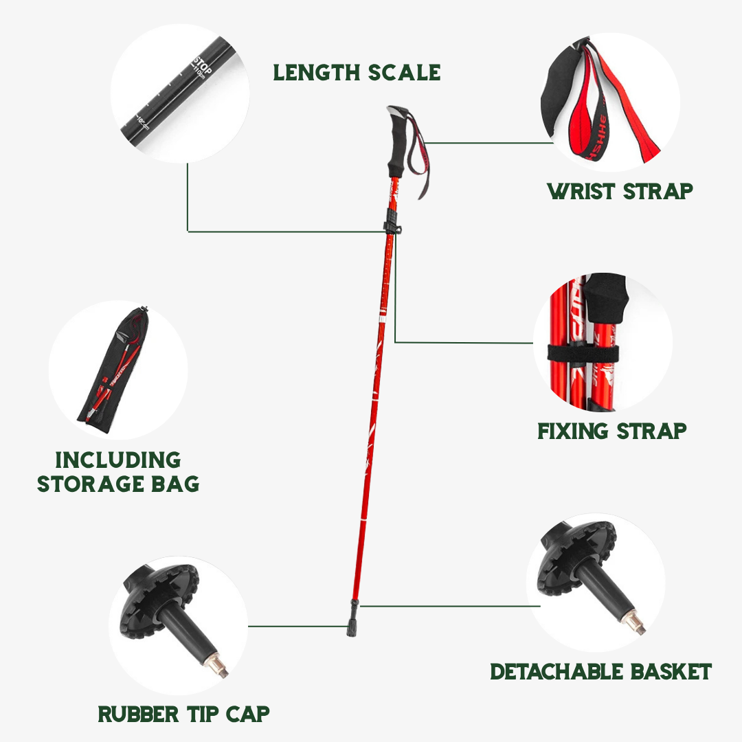 HikePole Pro - Foldable Lightweight Hiking Pole with Built-in Survival Features