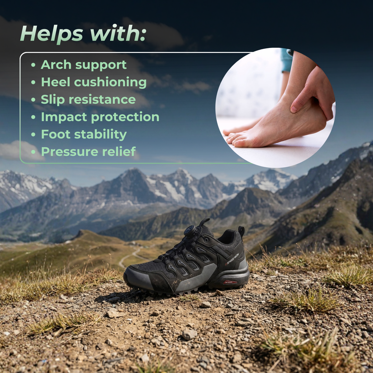 PeakTrail™ Men’s Shock-Absorbing Outdoor Hiking Shoes