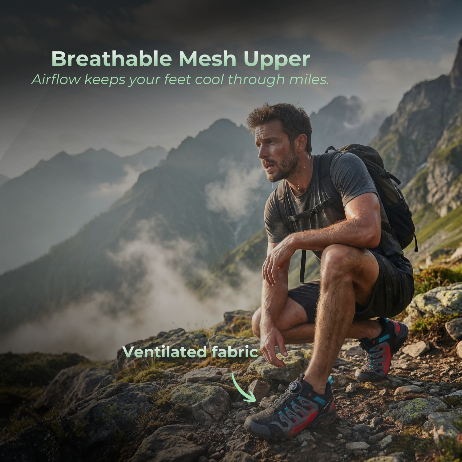 PeakTrail™ Men’s Shock-Absorbing Outdoor Hiking Shoes