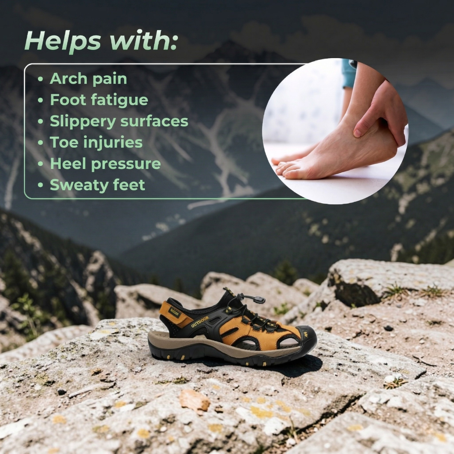 StrideGuard™ Men’s Closed-Toe Orthopedic Sandals