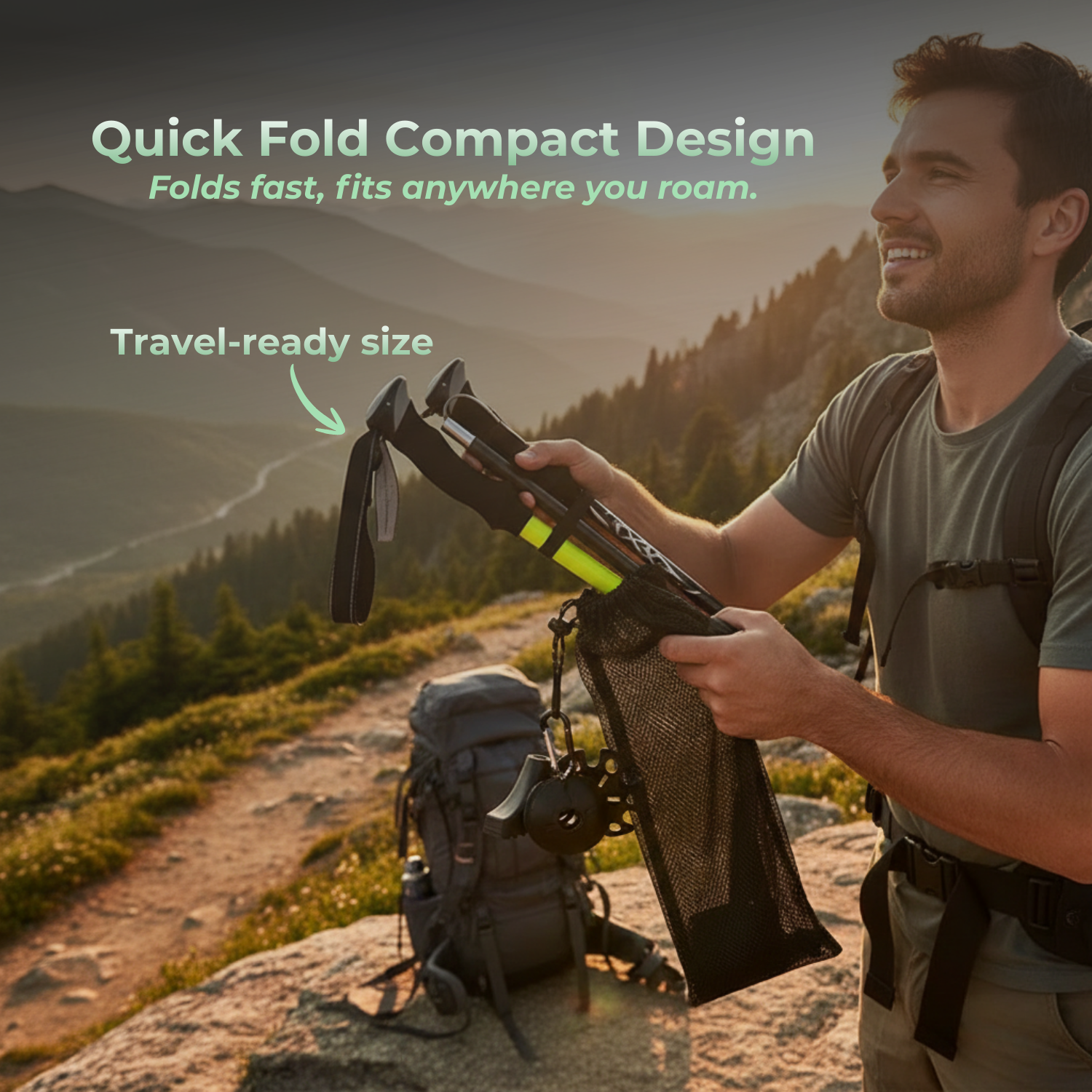 SummitStride™ Lightweight 7075 Aluminum Folding Hiking Stick