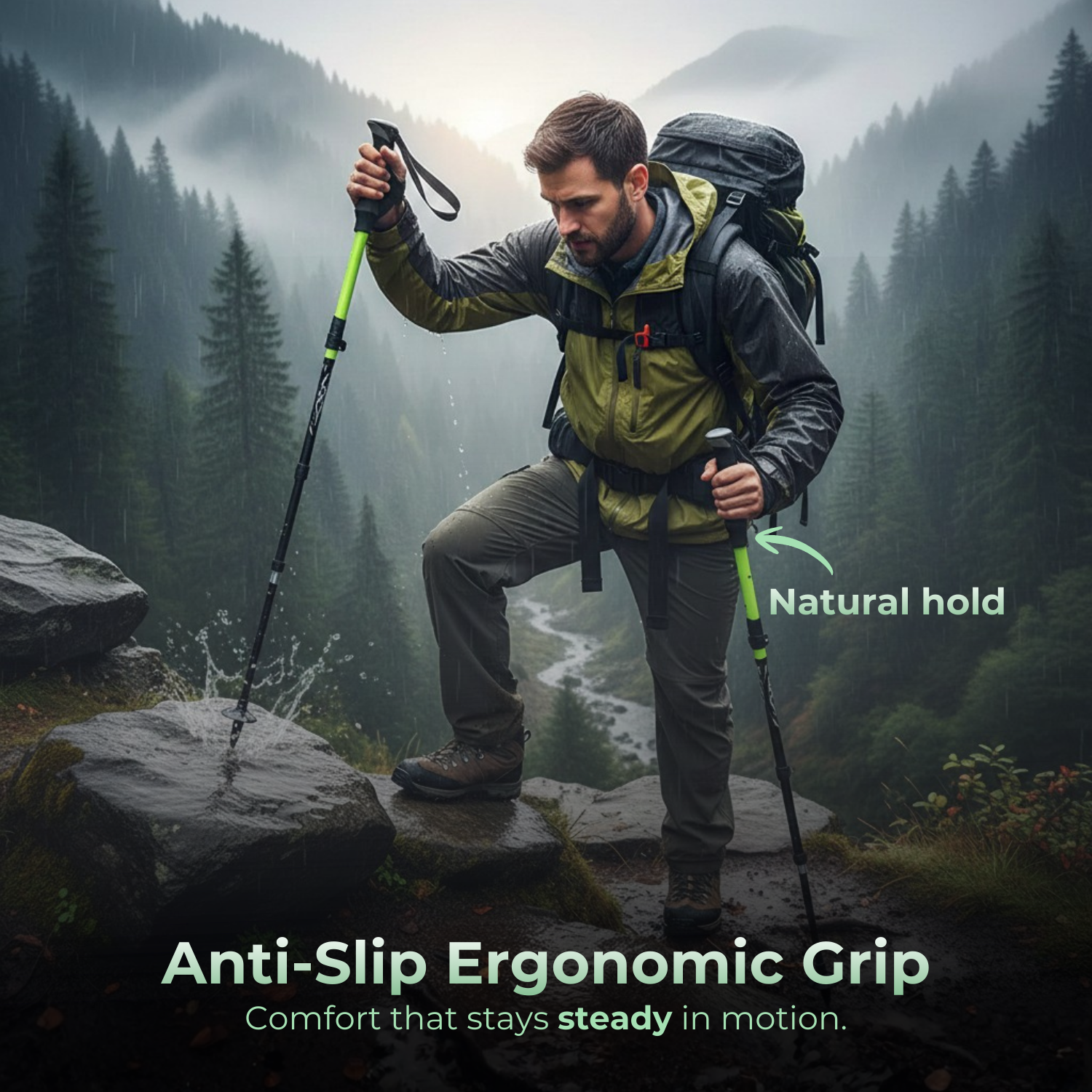 SummitStride™ Lightweight 7075 Aluminum Folding Hiking Stick