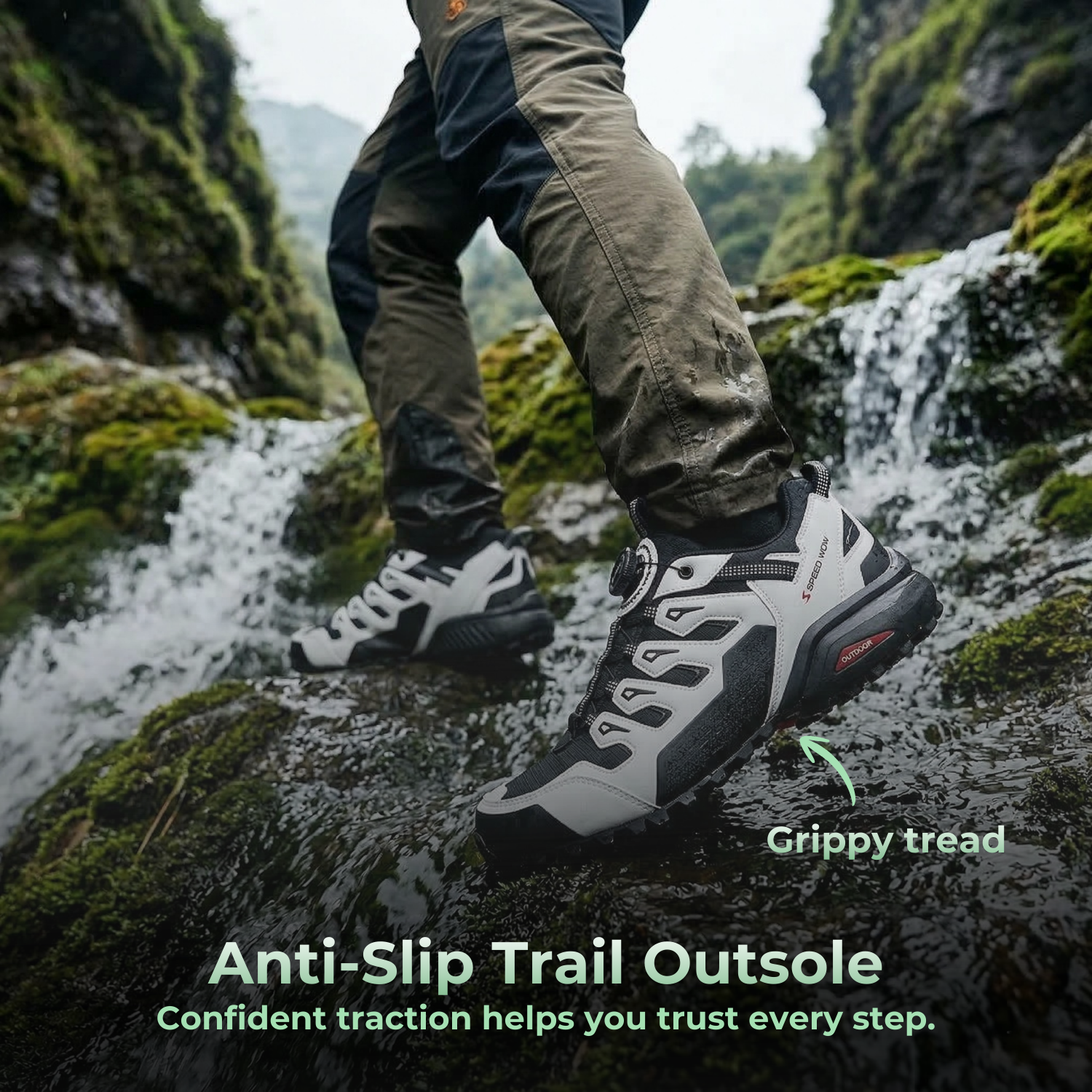 PeakTrail™ Men’s Shock-Absorbing Outdoor Hiking Shoes