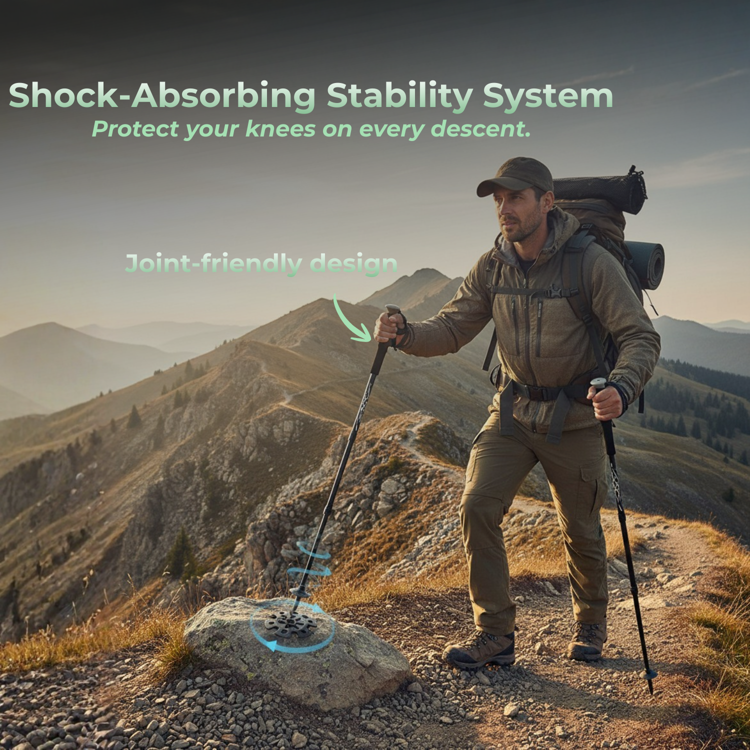 SummitStride™ Lightweight 7075 Aluminum Folding Hiking Stick