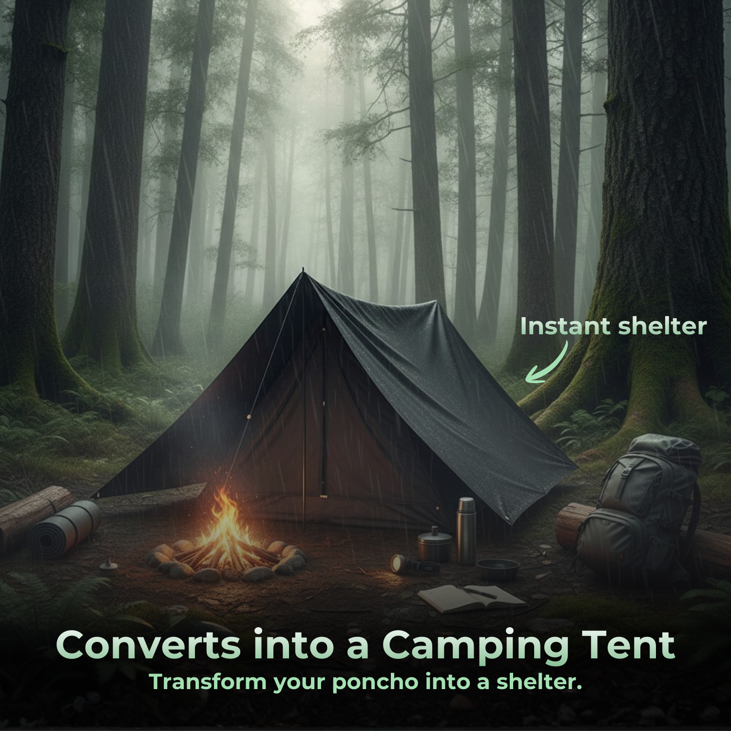 All-WeatherGuard™ 3-in-1 Jacke mit Kapuze und wasserdichtem Poncho