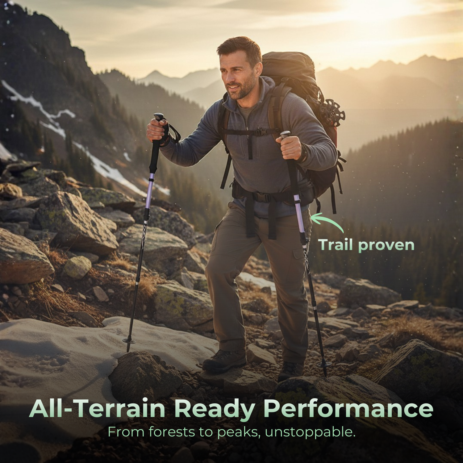 SummitStride™ Lightweight 7075 Aluminum Folding Hiking Stick