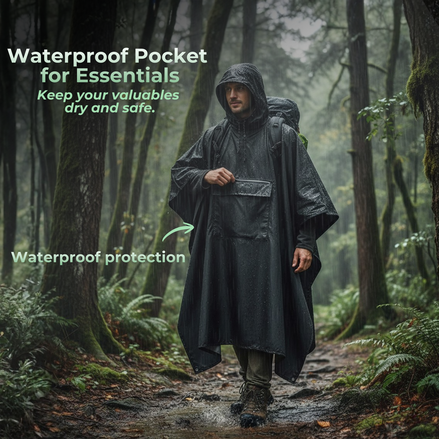 All-WeatherGuard™ 3-in-1 Jacke mit Kapuze und wasserdichtem Poncho