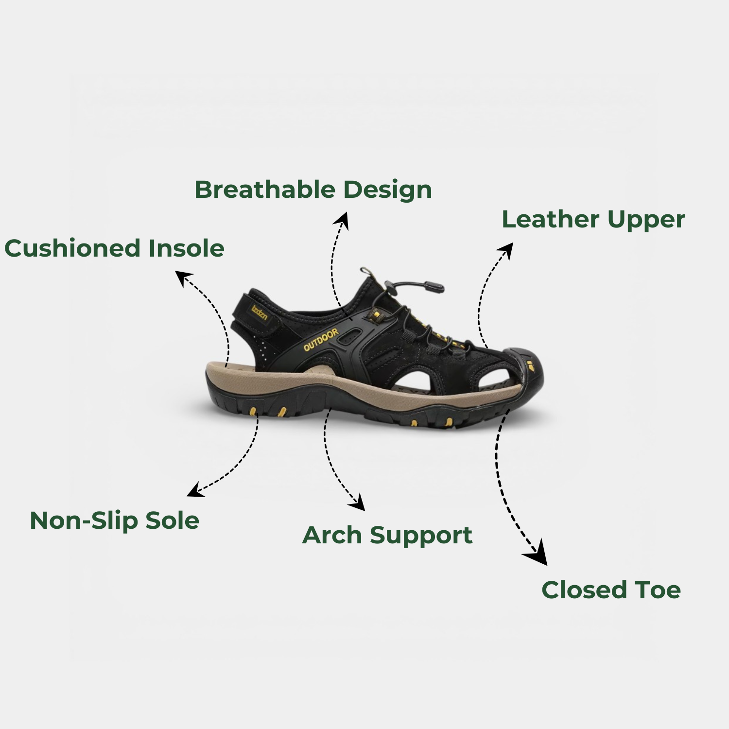 StrideGuard™ Men’s Closed-Toe Orthopedic Sandals