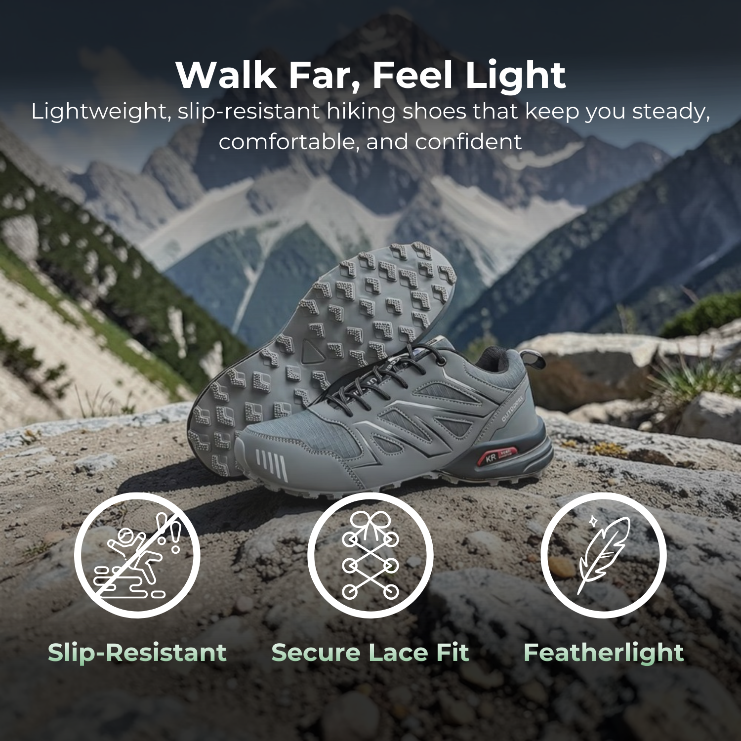 PathVenture™ Men’s Slip-Resistant Lightweight Hiking Shoes
