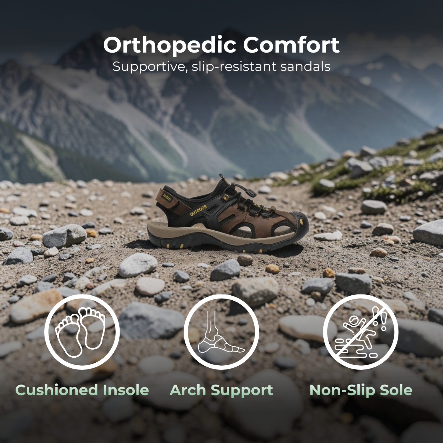 StrideGuard™ Men’s Closed-Toe Orthopedic Sandals