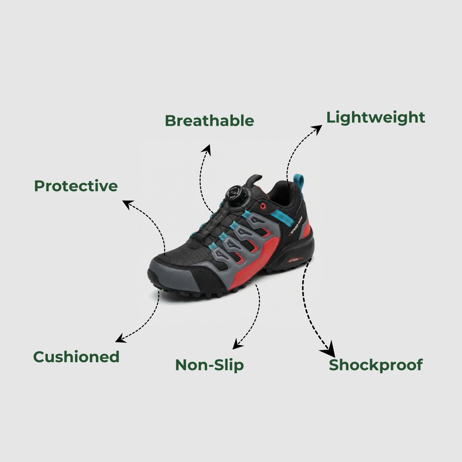 PeakTrail™ Men’s Shock-Absorbing Outdoor Hiking Shoes