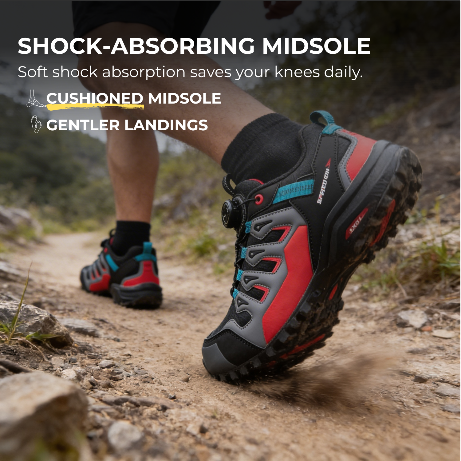 PeakTrail™ Men’s Shock-Absorbing Outdoor Hiking Shoes
