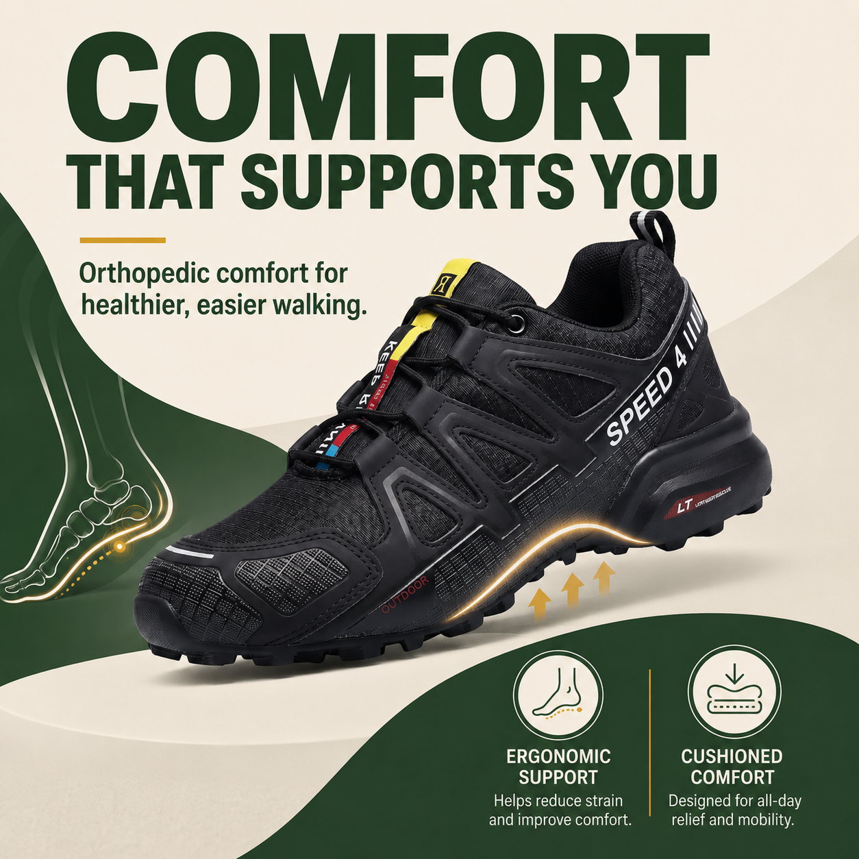 OrthoStride Aero — Orthopedic Hiking Shoes for Pain-Free Steps & Natural Support (Unisex)