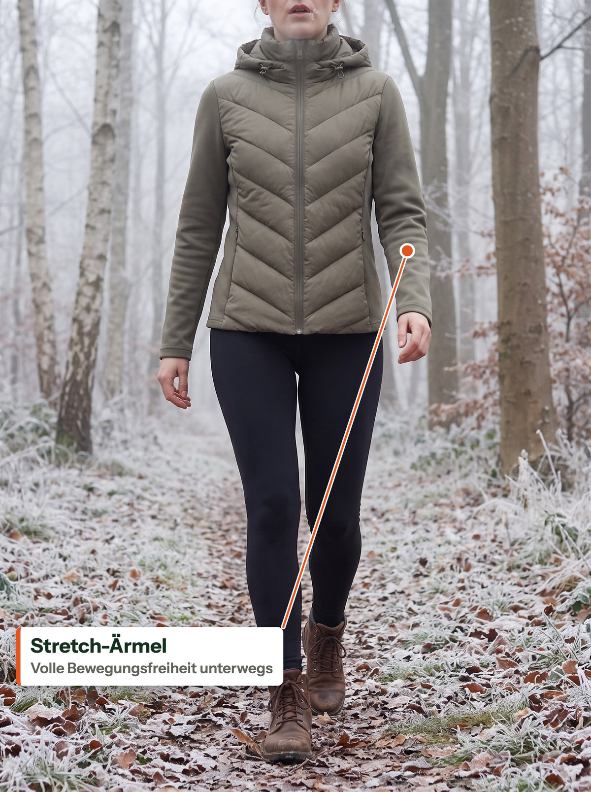 Stretch-Ärmel in Bewegung auf einem frostigen Weg (DE Label)