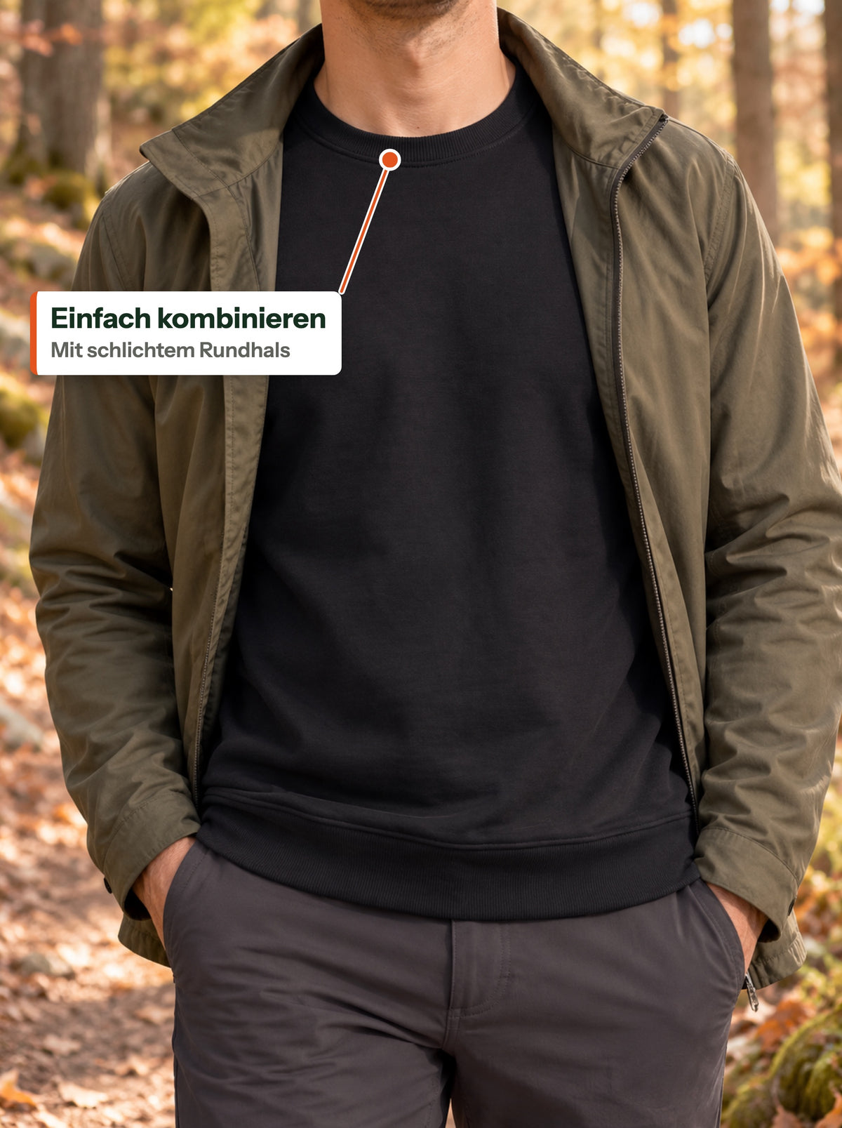 Einfach kombinieren — Mit schlichtem Rundhals