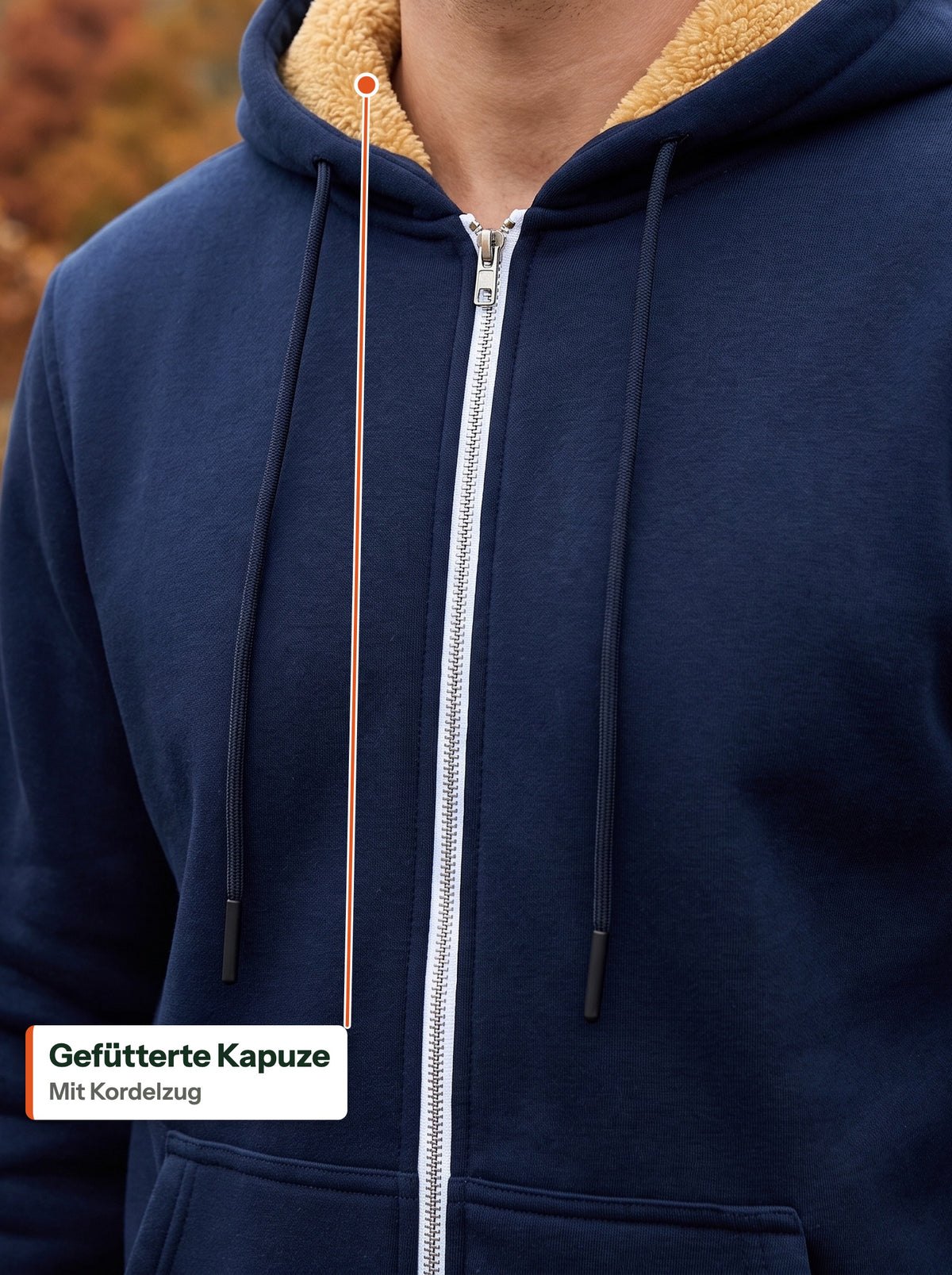 Gefütterte Kapuze mit Kordelzug (DE Beschriftung)