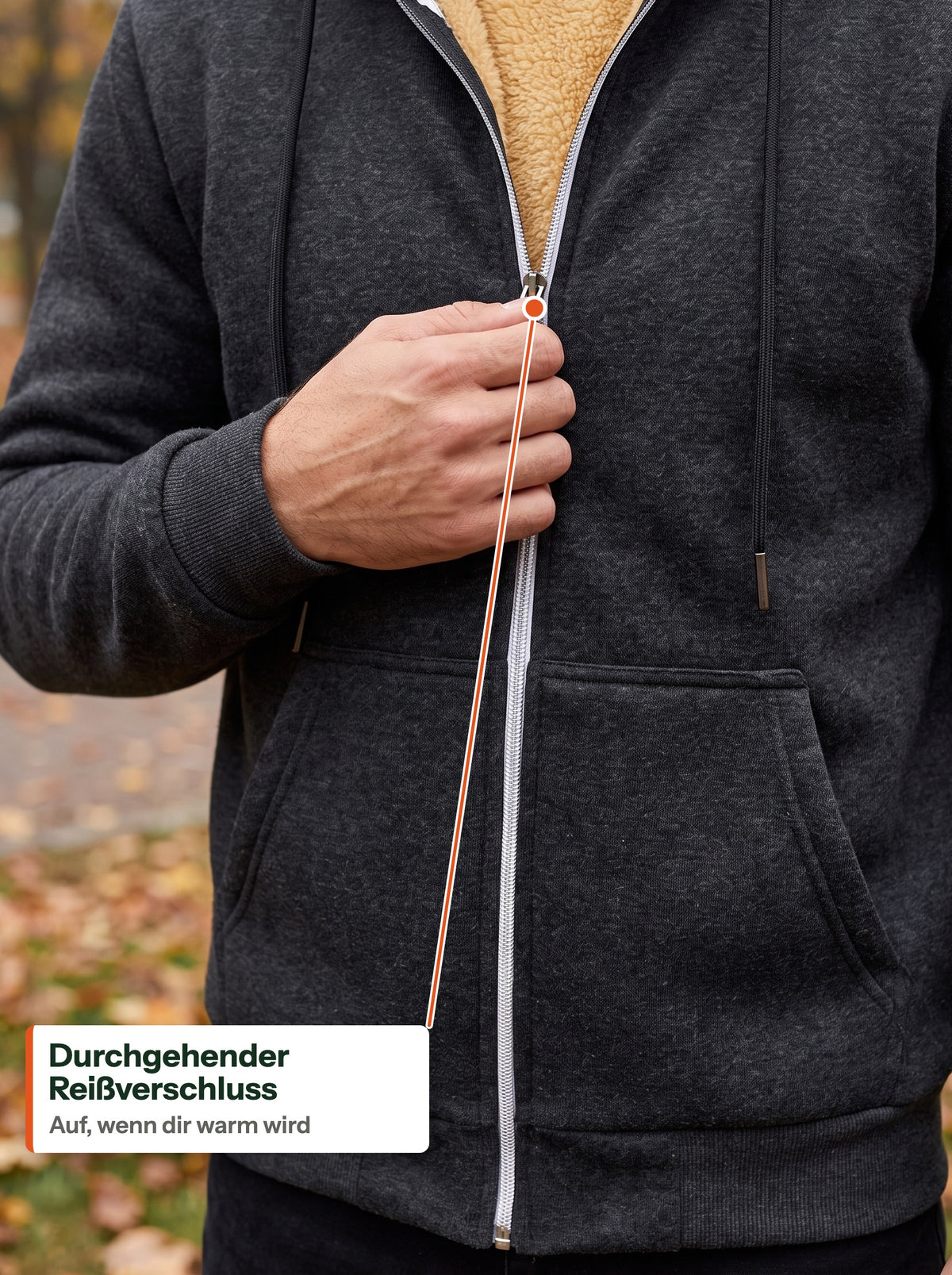 Durchgehender Reißverschluss (DE Beschriftung)