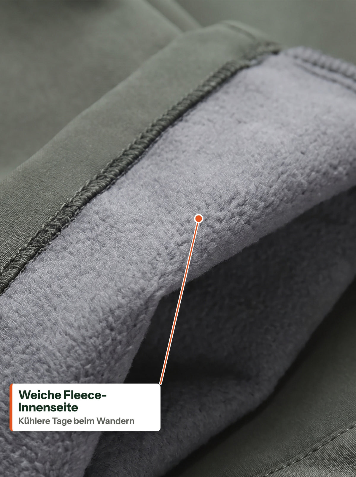 Nahaufnahme des Fleece-Futters (DE label)