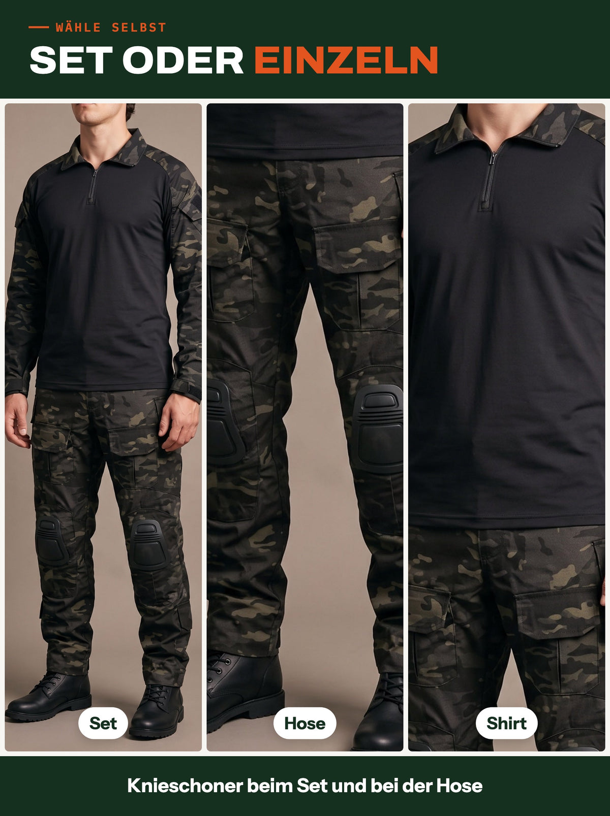 Combat-Set als Set, nur die Hose oder nur das Shirt