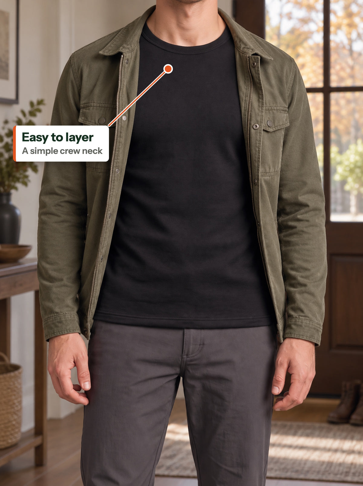 Easy to layer — A simple crew neck