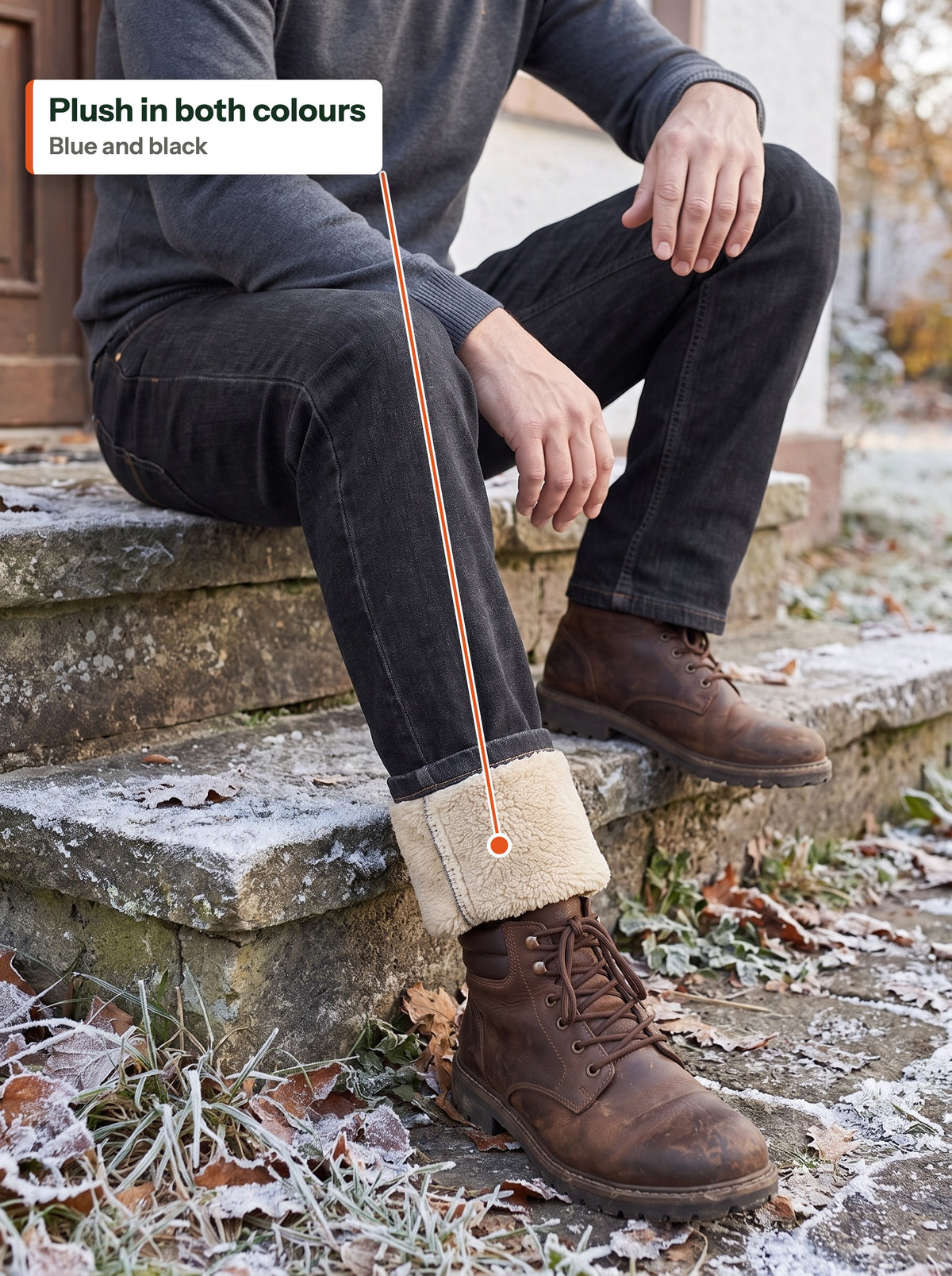 Black jeans with the plush lining at the cuff (EN label)