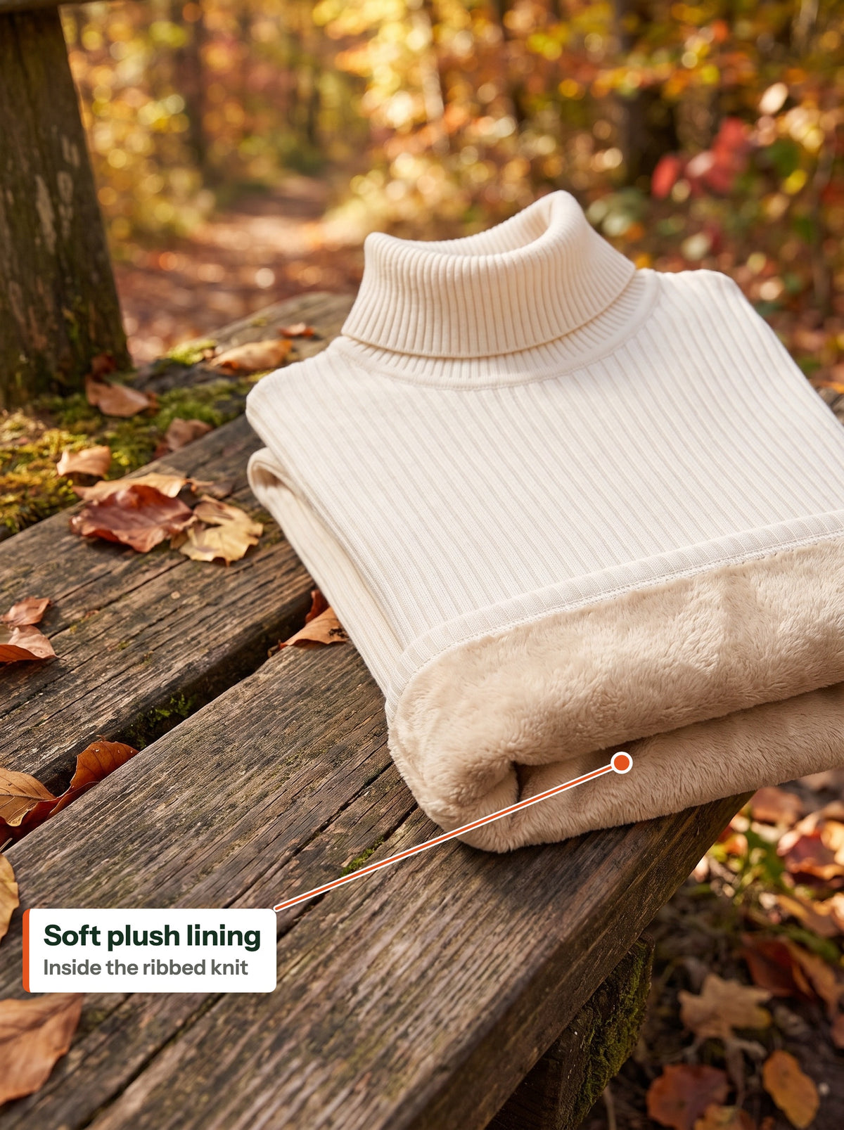 Soft plush lining inside the roll-neck (EN label)