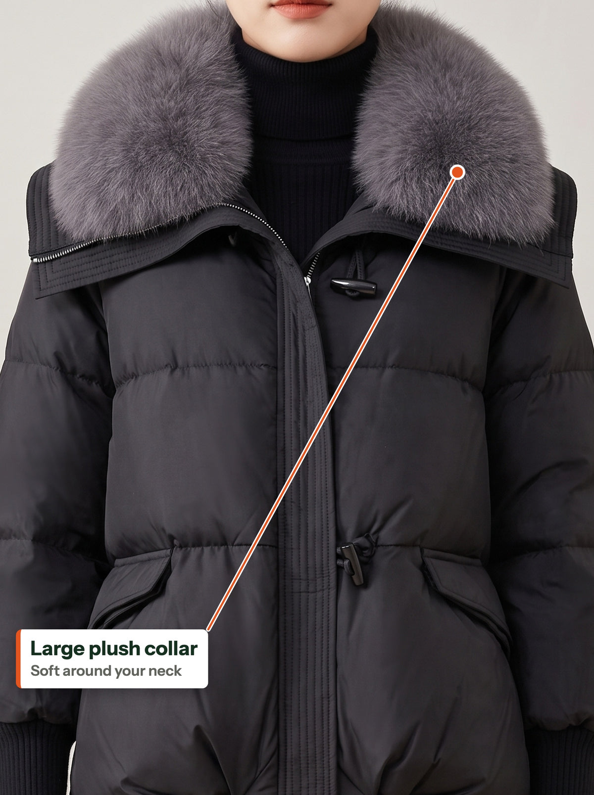 Large plush collar around the neck (EN label)