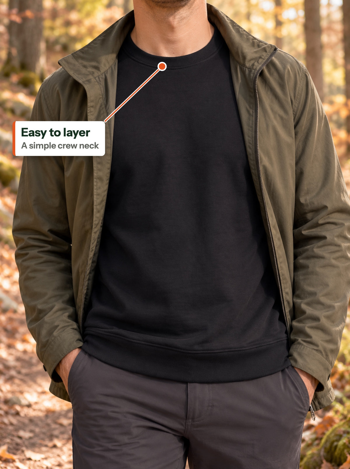 Easy to layer — A simple crew neck