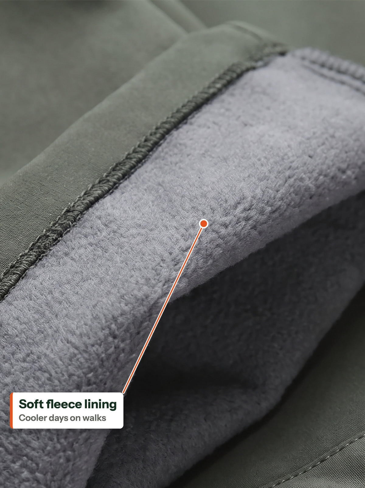 Close-up of the fleece lining (EN label)