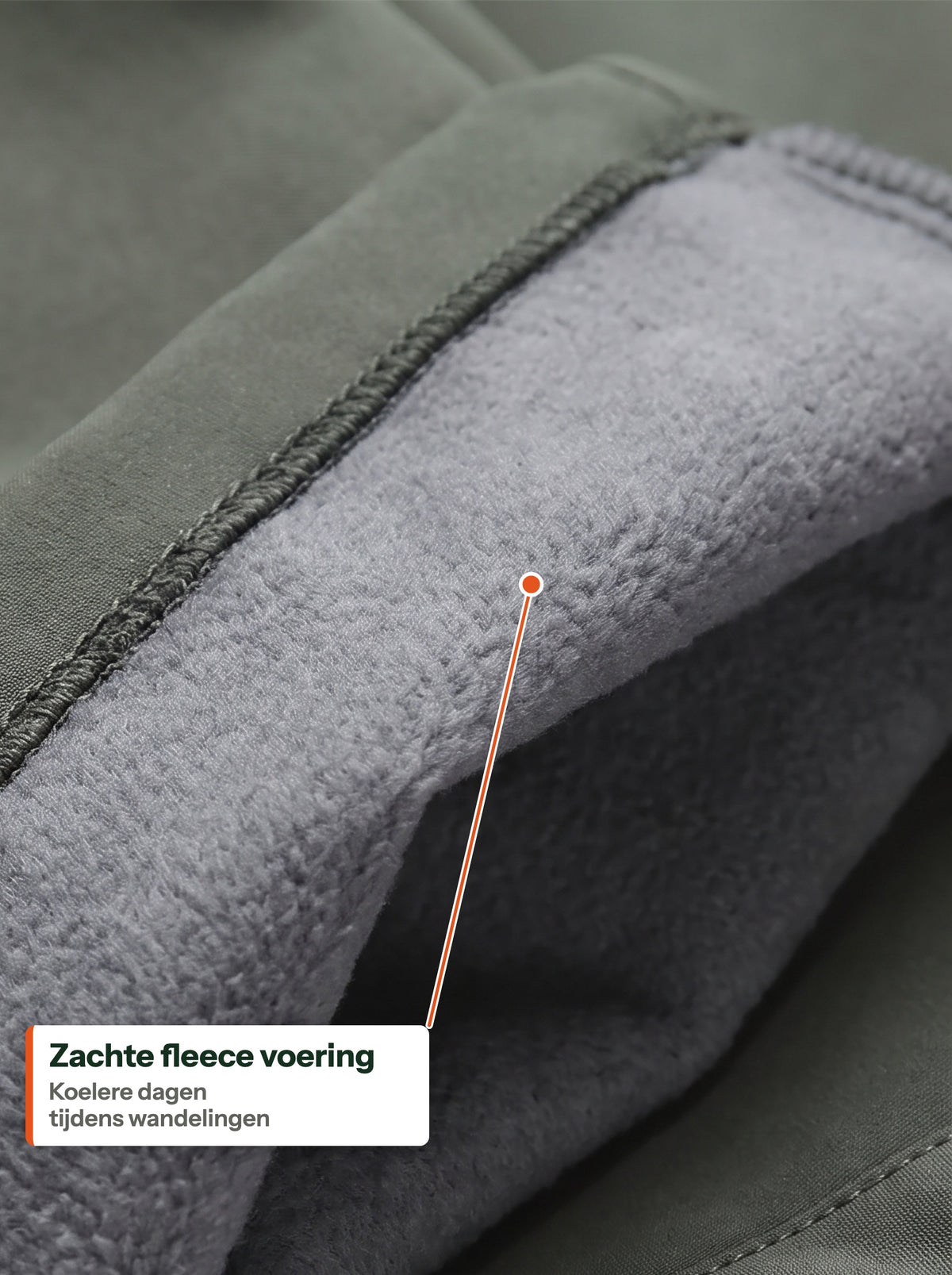 Close-up van de fleece voering (NL label)