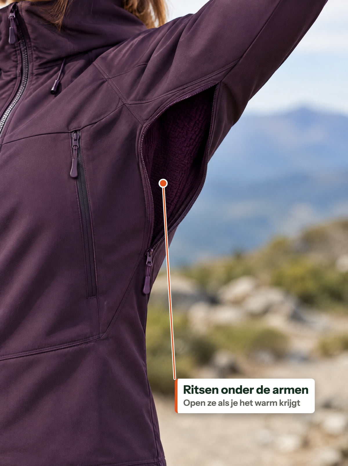 Open rits onder de arm (NL label)