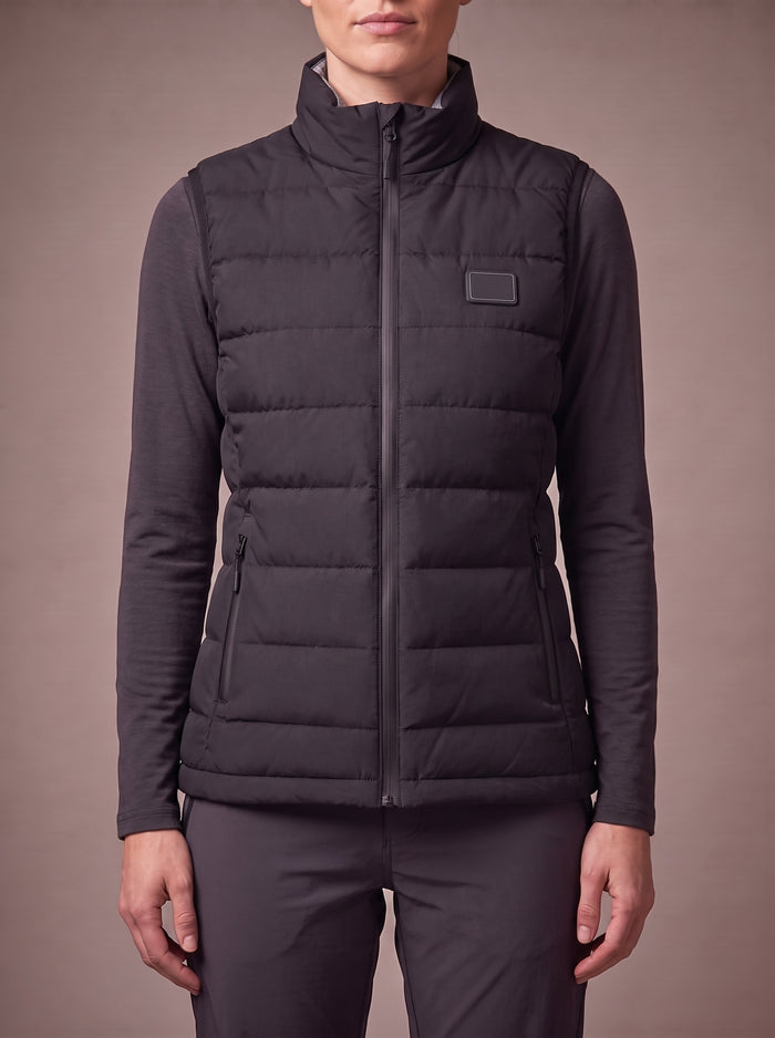 The HeatCore Bodywarmer Women in black, studio, front