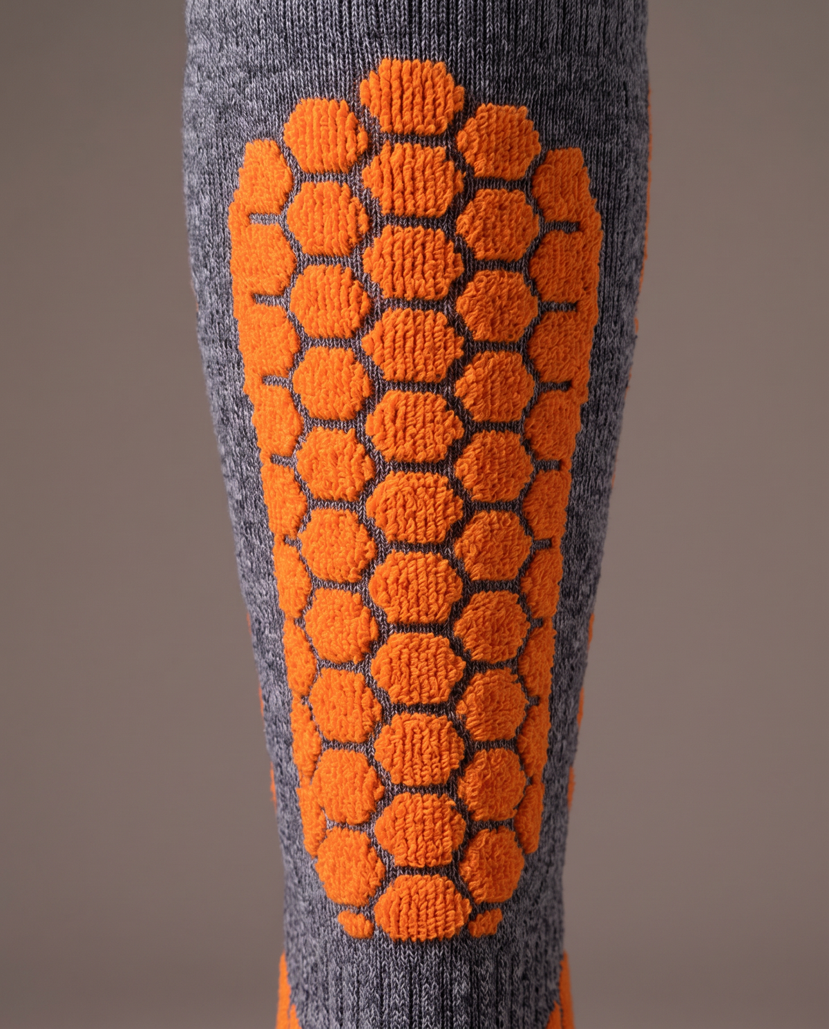 Close detail of the raised terry cushioning up the shin