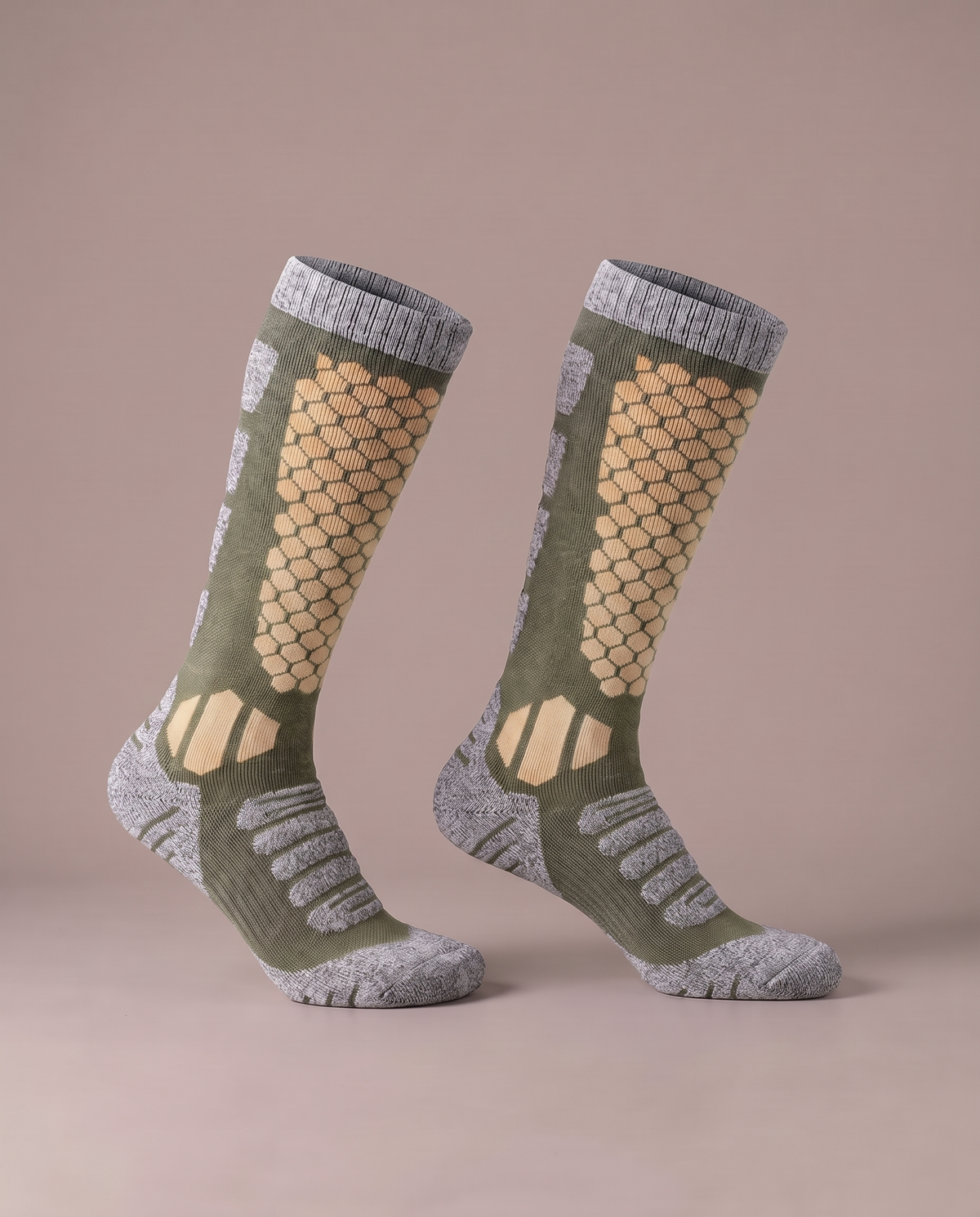 The Knee-High Sock in olive, a pair